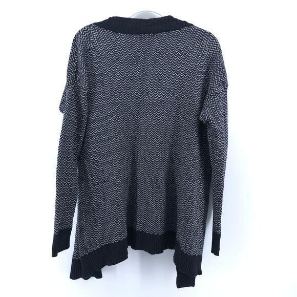 Merona Women Black/White Geometric Striped Open Front Black Hemline/CuffLine S - Picture 7 of 9